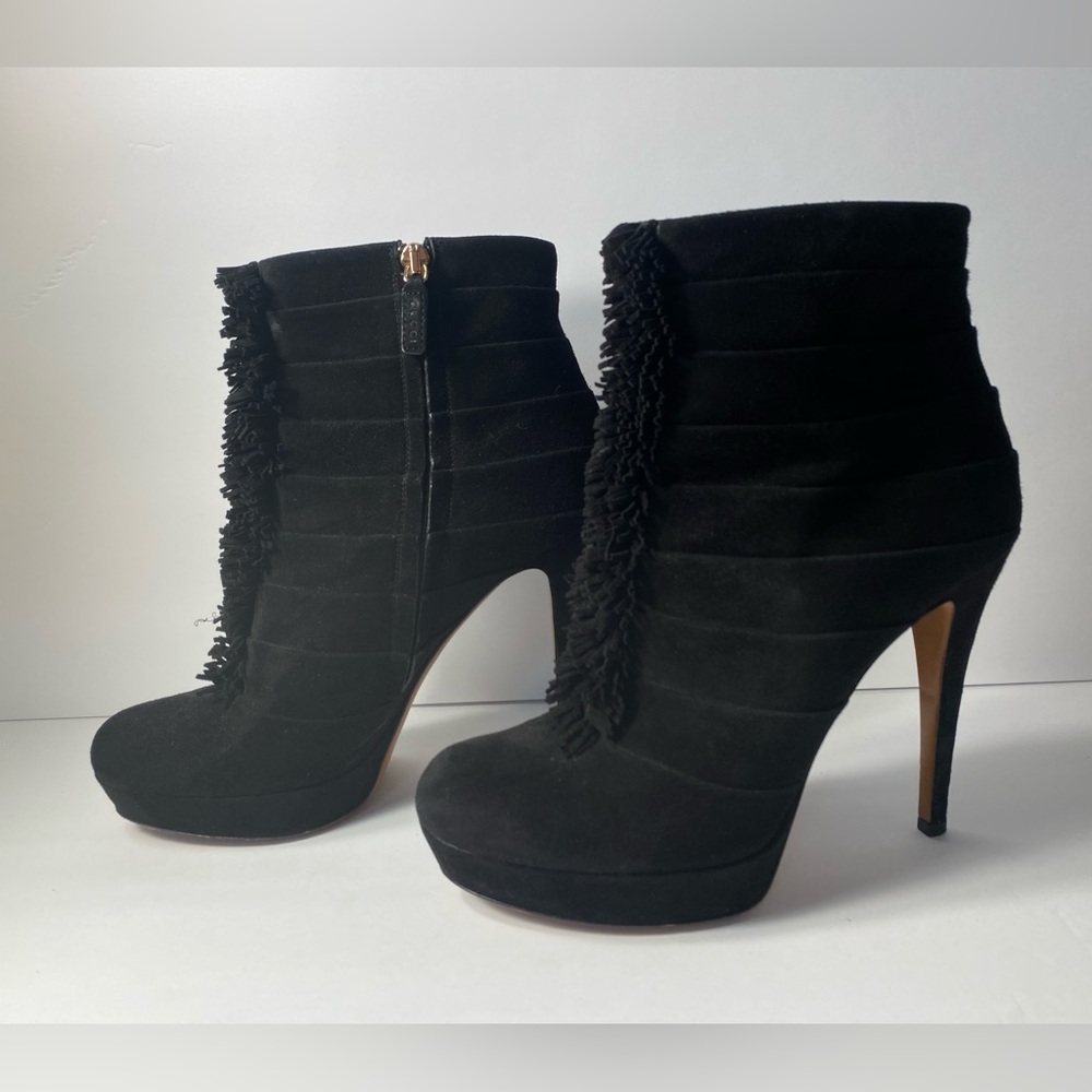 Gucci ankle boots suede heels black 38